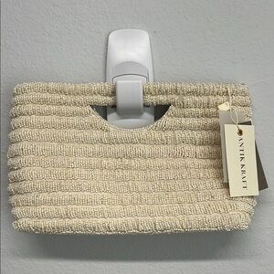 ✨Antik Kraft Cream Beaded Clutch with Crossbody Strap